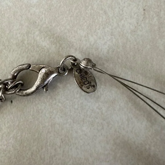 Chico's signed two tone gold silver 3 triple strand dragonfly necklace - Picture 5 of 5